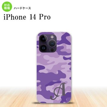 iPhone14 Pro iPhone14 Pro スマホケース 背面ケース ハードケース ウッドランド 迷彩 紫 +アルファベット 2022年 9月発売 nk-i14p-1151i