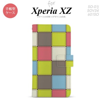 【手帳型 スマホ カバー ケース】【SO01J】【エクスペリア XZ 】手帳型 ケース SO-01J スマホ カバー XPERIA XZ エクスペリア パッチワーク風 ミックスG nk-004s-so01j-dr1677【メール便送料無料】