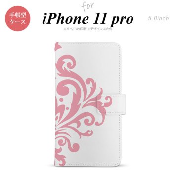 iPhone11Pro iPhone11 Pro 手帳型スマホケース カバー ダマスク ピンク  nk-004s-i11p-dr1033
