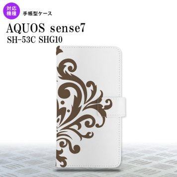 sense7 sense7 手帳型スマホケース カバー ダマスク 茶 2022年 11月発売 nk-004s-sens7-dr1036