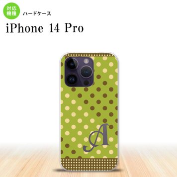 iPhone14 Pro iPhone14 Pro スマホケース 背面ケース ハードケース ドット 水玉 C 緑 茶 +アルファベット 2022年 9月発売 nk-i14p-1656i