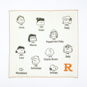 スヌーピー イニシャルミニタオル (R) アイボリー ハンカチ SNOOPY
