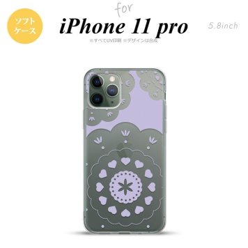 iPhone11Pro iPhone11 Pro スマホケース ソフトケース レース クリア 紫 メンズ レディース nk-i11p-tp1486