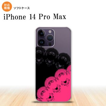 iPhone14 ProMax iPhone14 Pro Max スマホケース 背面ケースソフトケース レース B 黒 ピンク 2022年 9月発売 nk-i14pm-tp728