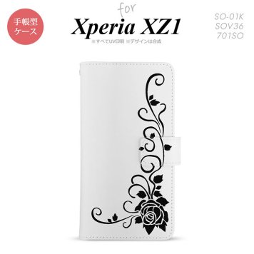 【手帳型 スマホ カバー ケース】【SO01K】【エクスペリア XZ1】手帳型 ケース SO-01K スマホ カバー Xperia XZ1 エクスペリア バラB 黒 nk-004s-so01k-dr1069【メール便送料無料】