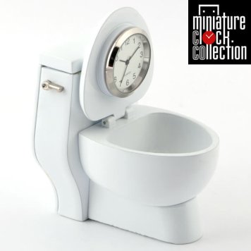ミニチュア クロック 置時計 トイレ型 日本製クォーツ おしゃれ 小さい アナログ 卓上 インテリア デザイン かわいい 雑貨 レア アイテム ギフト C3200-WH