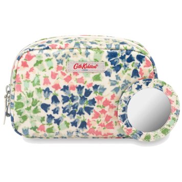 キャスキッドソン Cath Kidston ポーチ 985345 105966917851102 CLASSIC MAKE UP CASE TINY PAINTED BLUEBELL クラシック メイクアップ ケース ミラー付き 化粧ポーチ タイニー ペインテッド ブルーベル WARM CREAM クリーム系＋フラワー柄マルチカラー
