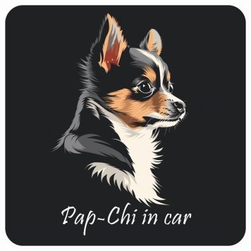 ドッグ カーステッカー イラスト付 Dog in Car パピチワ Bタイプ セーフティサイン 犬種別 正方形 13x13cm シール リア あおり運転対策 Dog Sticker 屋外 屋内 防水 かわいい おしゃれ 安全対策 カーサイン
