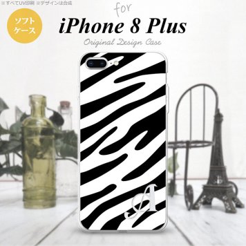 【iPhone8Plus】【スマホケース/スマホカバー】【アイフォン8プラス】iPhone8Plus スマホケース ケース アイフォン8プラス イニシャル ゼブラ柄 黒×白 nk-ip8p-tp121ini【メール便送料無料】