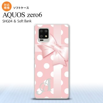 SHG04 SHG04 ZERO6 AQUOS zero6 スマホケース ソフトケース ドット リボン ピンク +アルファベット メンズ レディース nk-zero6-tp303i