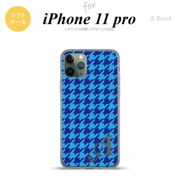 iPhone11Pro iPhone11 Pro スマホケース ソフトケース 千鳥 格子 大 青 +アルファベット メンズ レディース nk-i11p-tp919i
