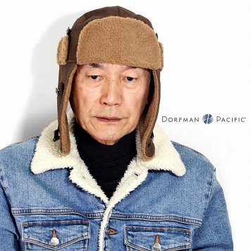 ドーフマン 飛行帽 ボア 帽子 メンズ インポート ブランド 耳当て付き 2WAY 秋冬 防寒 小物 フライトキャップ パイロットキャップ BROWN 茶 あたたかい 40代 50代 60代 男性 ファッション 誕生日 プレゼント 父の日 ギフト