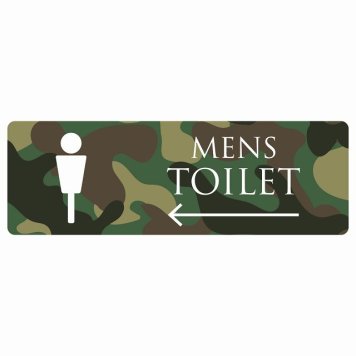 トイレ 案内 シール MENS 迷彩 カラー 左 矢印 長方形 方向案内 進路ドア 防水 屋内 屋外 サインステッカー ピクトサイン トイレマーク表示 案内 注意 施設 御手洗 TOILET おしゃれ シンプル 安全対策