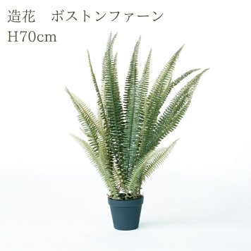観葉植物 造花 ボストンファーン グリーン BROWN 全高約70cm 卓上・小型 フェイクグリーン 本物そっくり おしゃれ インテリア 人工観葉植物 アーティフィシャルグリーン オフィス 店舗 ホテル 開店祝い 室内 ミニ シダ タマシダ フェイク