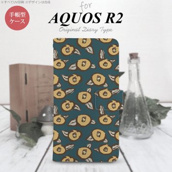 SH-03K/SHV42/706SH AQUOS R2 手帳型スマホケース カバー つばき 紺  nk-004s-r2-dr1703