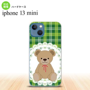 iPhone13mini iPhone13 mini ケース ハードケース くま チェック レース 緑  nk-i13m-757