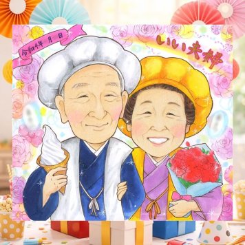 記念日のお祝いに、オーダーメイドの似顔絵が喜ばれています。 似顔絵 両親 贈り物 プレゼント 手描き 名入れ ギフト 記念日 誕生日 結婚記念日 お祝い 彼氏 両親 彼女 恋人 修正無料 下書き確認 名入れ そっくり サプライズ 似てる 実績多数 夫婦 記念日 宝物 一生もの 長寿祝い 傘寿祝い 大人数 おすすめ 引っ越し 喜ばれる 結婚祝い 色紙 おしゃれ カラフル 快気祝い ブライダルギフト