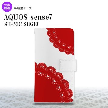 sense7 sense7 手帳型スマホケース カバー レース 赤 2022年 11月発売 nk-004s-sens7-dr723