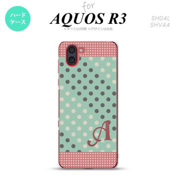 SH-04L SHV44 R3 AQUOS R3 スマホケース カバー ドット 水玉 C ミント ピンク +アルファベット nk-r3-1651i