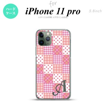 iPhone11Pro iPhone11 Pro スマホケース ハードケース パッチワーク ピンク +アルファベット メンズ レディース nk-i11p-1061i