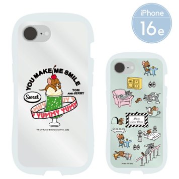 トムとジェリー iPhone16e ケース クリア 透明 くびれ トム ジェリー キャラクター グッズ スマホ カバー エアクッション ハイブリッド 耐衝撃 シェイプフォルム インナーシート付仕様 iPhone 2025 6.1inch １眼 アイホン アイフォン CrystalClearCae TMJ-260