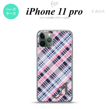 iPhone11Pro iPhone11 Pro スマホケース ハードケース チェック A ピンク 青 +アルファベット メンズ レディース nk-i11p-439i