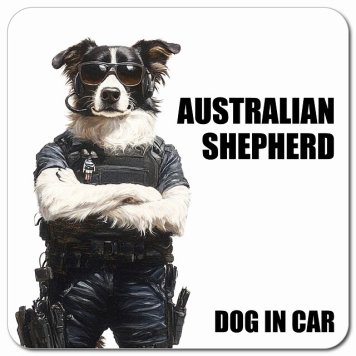 名入れ可 Australian Shepherd オーストラリアンシェパード カーサイン 車 マグネット 強力 13x13cm 正方形 セキュリティガード風 ちょい悪 マグネットステッカー 犬 安全対策 煽り運転 屋外 防水 屋内