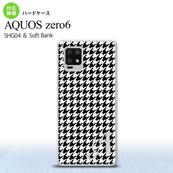 SHG04 SHG04 ZERO6 AQUOS zero6 スマホケース ハードケース 千鳥 格子 小 黒 白 +アルファベット メンズ レディース nk-zero6-913i