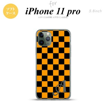 iPhone11Pro iPhone11 Pro スマホケース ソフトケース スクエア 黒 オレンジ +アルファベット メンズ レディース nk-i11p-tp761i
