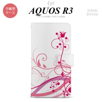 SH-04L/SHV44 AQUOS R3 手帳型スマホケース カバー 草 ボタニカル ピンク  nk-004s-r3-dr1626