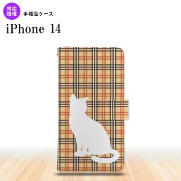 iPhone14 iPhone14 手帳型スマホケース カバー 猫 チェック 赤茶 2022年 9月発売 nk-004s-i14-dr954