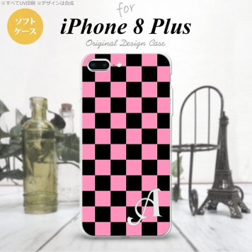 【iPhone8Plus】【スマホケース/スマホカバー】【アイフォン8プラス】iPhone8Plus スマホケース ケース アイフォン8プラス イニシャル スクエア 黒×ピンク nk-ip8p-tp762ini【メール便送料無料】