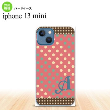 iPhone13mini iPhone13 mini ケース ハードケース ドット 水玉 C 赤 ミント +アルファベット  nk-i13m-1644i