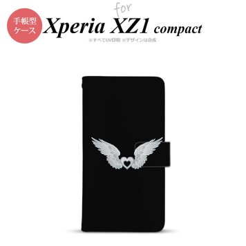 【手帳型 スマホ カバー ケース】【SO02K】【エクスペリア XZ1】手帳型 ケース SO-02K スマホ カバー Xperia XZ1 Compact エクスペリア 翼(ハート) 白×黒 nk-004s-so02k-dr474【メール便送料無料】