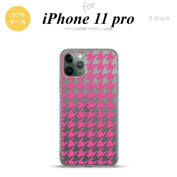 iPhone11Pro iPhone11 Pro スマホケース ソフトケース 千鳥 格子 大 ピンク クリア メンズ レディース nk-i11p-tp918