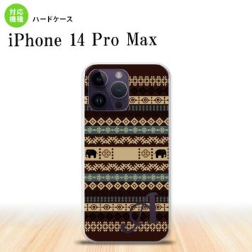 iPhone14 ProMax iPhone14 Pro Max スマホケース 背面ケース ハードケース エスニック ゾウ 茶 +アルファベット 2022年 9月発売 nk-i14pm-1574i