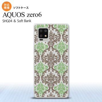 SHG04 SHG04 ZERO6 AQUOS zero6 スマホケース ソフトケース ダマスク A クリア 茶 緑 メンズ レディース nk-zero6-tp459