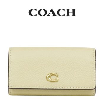 送料無料 コーチ COACH アウトレット 夏のボーナス レディース 小物 キーケース CS001 B4LGZ(ブラス×ムーンライト) イエロー (女性 プレゼント レザー シンプル 上品)