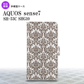 sense7 sense7 手帳型スマホケース カバー ダマスク クリア 茶 2022年 11月発売 nk-004s-sens7-dr461