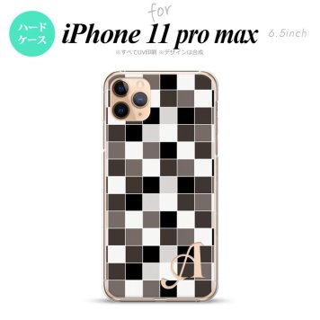 iPhone11ProMax iPhone11pro max スマホケース ハードケース スクエア モザイク グレー +アルファベット メンズ レディース nk-i11pm-1016i