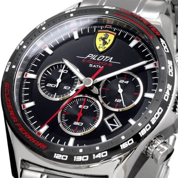 Scuderia Ferrari 腕時計 スクーデリア フェラーリ 時計 ウォッチ ピロータ エボ クロノグラフ Pilota Evo Chronograph メンズ ブラック 交換ベルト付き 0830758 海外モデル [並行輸入品] 誕生日 プレゼント ギフト 入学祝い 社会人 新生活 母の日 父の日
