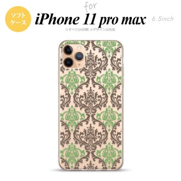 iPhone11ProMax iPhone11pro max スマホケース ソフトケース ダマスク A クリア 茶 緑 メンズ レディース nk-i11pm-tp459