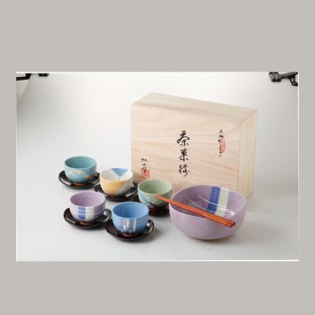 紅山窯 色どり五彩茶菓揃 陶器 美濃焼 やきものの里から、暮らしを贈ります。　ギフト 食器 セット テーブルウェア