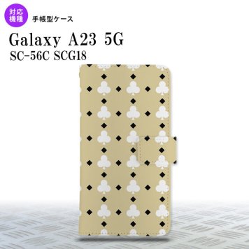 Galaxy A23 GalaxyA23 手帳型スマホケース カバー トランプ クラブ ベージュ 白 2022年 10月発売 nk-004s-a23-dr535
