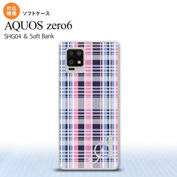 SHG04 SHG04 ZERO6 AQUOS zero6 スマホケース ソフトケース チェック B ピンク 青 +アルファベット メンズ レディース nk-zero6-tp440i
