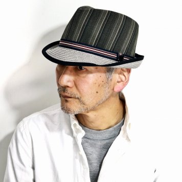 STACY ハット ADAMS ストローハット ストライプ 春 夏 メンズ フェドラハット INGLEWOOD 中折れハット ストライプ柄 中折れ 帽子 大きいサイズ ポリエステル ステイシー アダムス インポート お洒落 S M L XL ブラック 黒 父の日