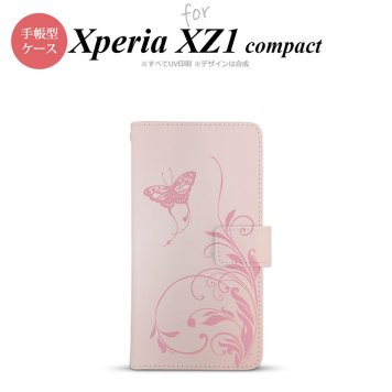 【手帳型 スマホ カバー ケース】【SO02K】【エクスペリア XZ1】手帳型 ケース SO-02K スマホ カバー Xperia XZ1 Compact エクスペリア 蝶と草 ピンク nk-004s-so02k-dr1632【メール便送料無料】