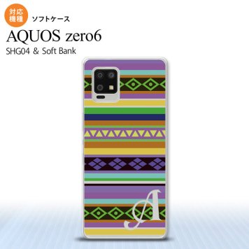 SHG04 SHG04 ZERO6 AQUOS zero6 スマホケース ソフトケース エスニック ボーダー 紫 +アルファベット メンズ レディース nk-zero6-tp1564i