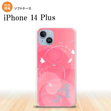 iPhone14 plsu iPhone14 plsu スマホケース 背面ケースソフトケース バタフライ 蝶 A ピンク +アルファベット 2022年 10月発売 nk-i14pl-tp202i
