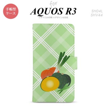 SH-04L/SHV44 AQUOS R3 手帳型スマホケース カバー ベジタブル カボチャ  nk-004s-r3-dr665